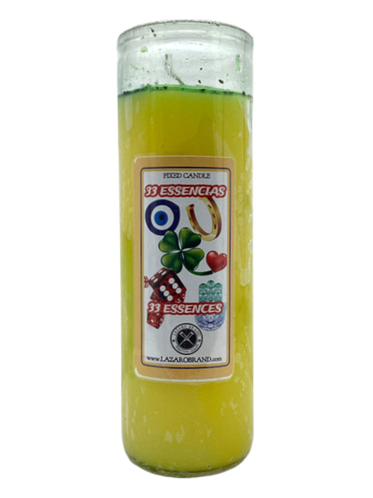 33 Essences 33 Essencias / 7 Day Candle / Attract Good Luck, Gambling, Open Road