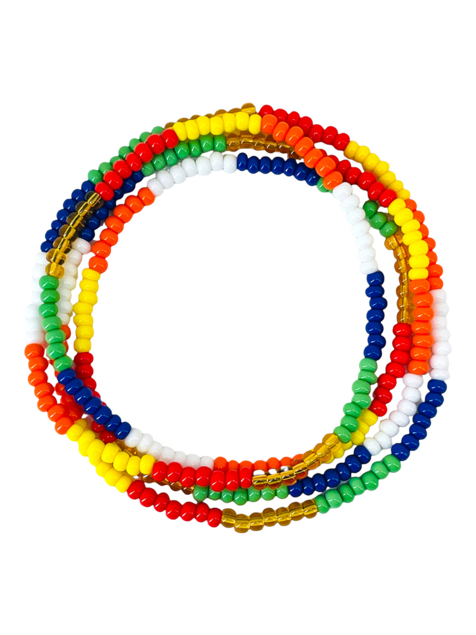 7 African Powers 7 Potencias Multicolor Eleke Bead 34" Spiritual Necklace To Overcome Obstacles, Protection From Harm, Guidance, ETC.