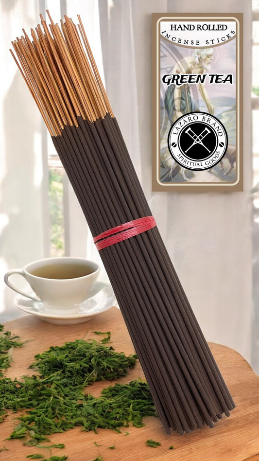 Green Tea / Hand Rolled / Incense Sticks / 100 Pack / 11" / Clarity & Focus / Sharpen Your Mind & Enhance Concentration