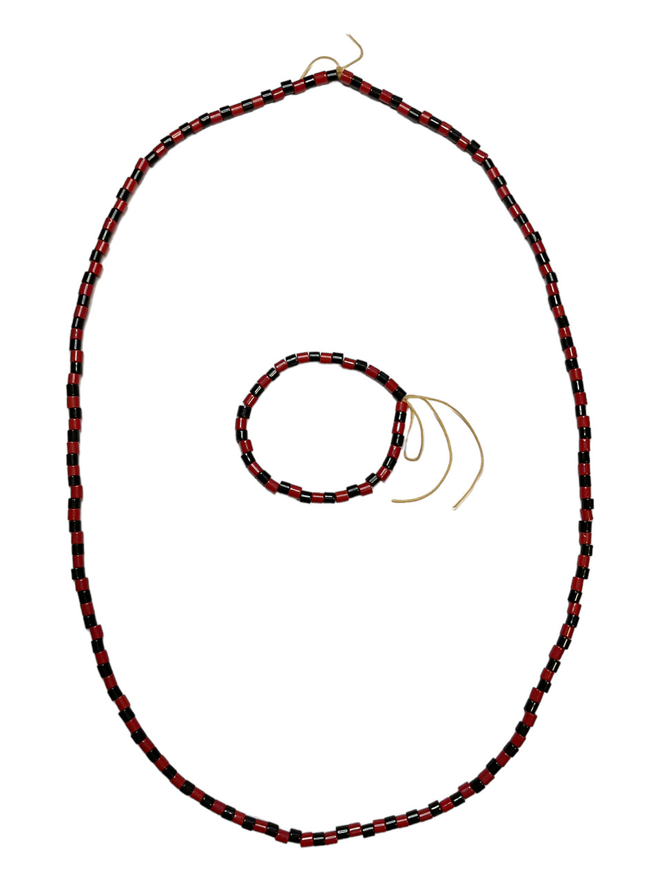 Orisha Eleggua African Tribal Eleke Bead Black/Red Spiritual Necklace & Bracelet Set