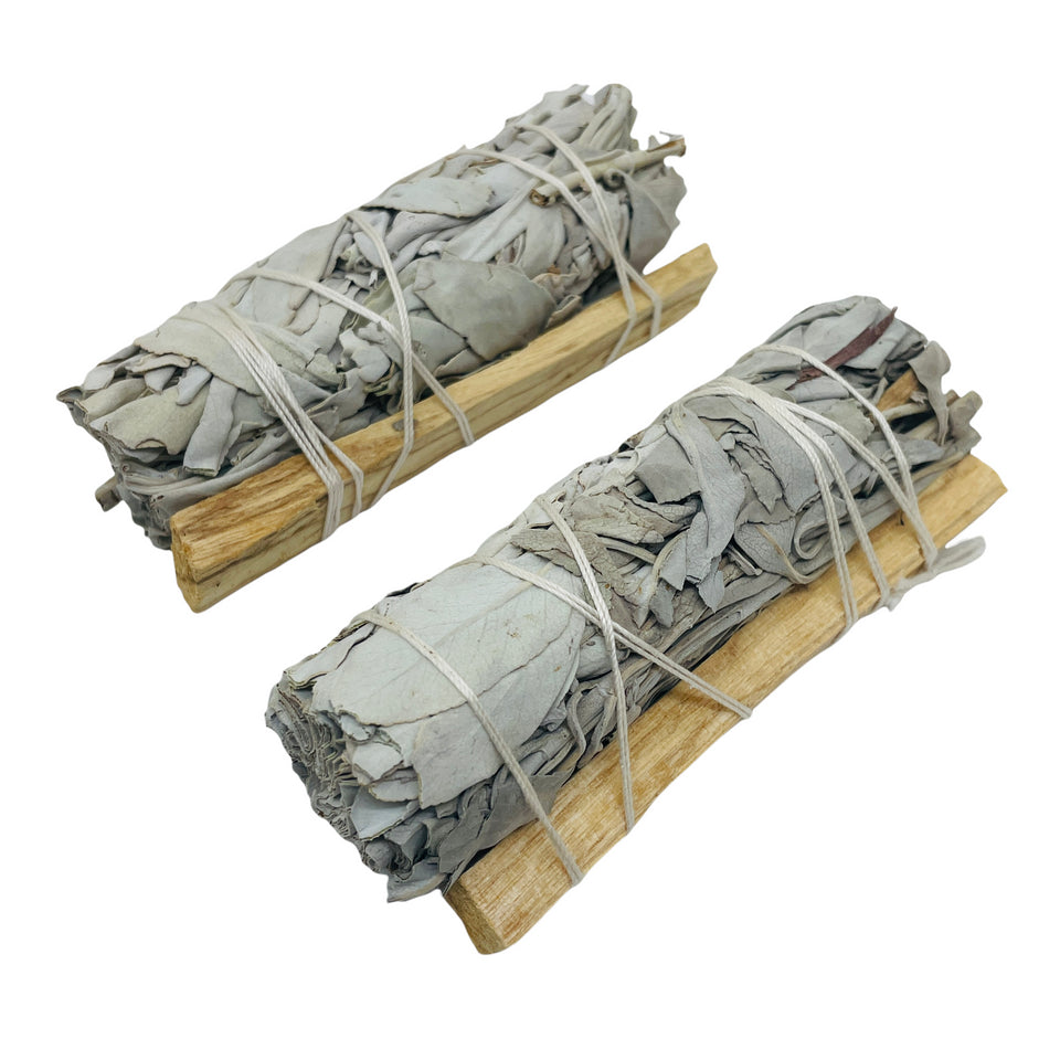 Palo Santo Sticks & White Sage / Smudge Bundles / 4" (2 PACK) / Spiritual Cleansing & Upliftment