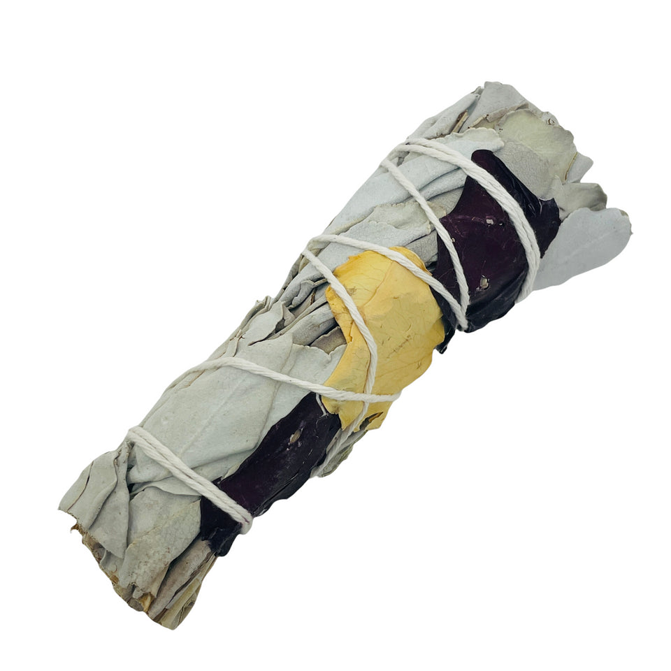 Rose Petals White Sage / Smudge Bundle / 4" / Love & Emotional Healing