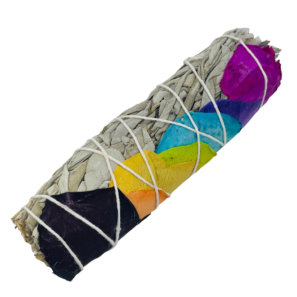 Seven Chakras White Sage / Smudge Bundle / 4" / Energy Alignment & Healing