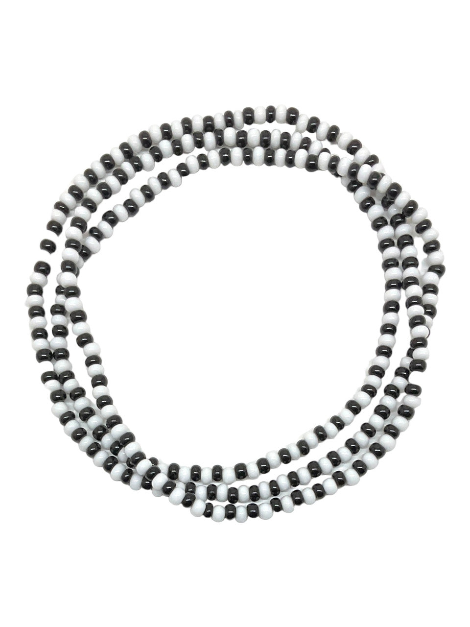 Orisha Eleggua Guardian of the Crossroads Eleke Necklace: Pathways of Light (Black & White, 34")