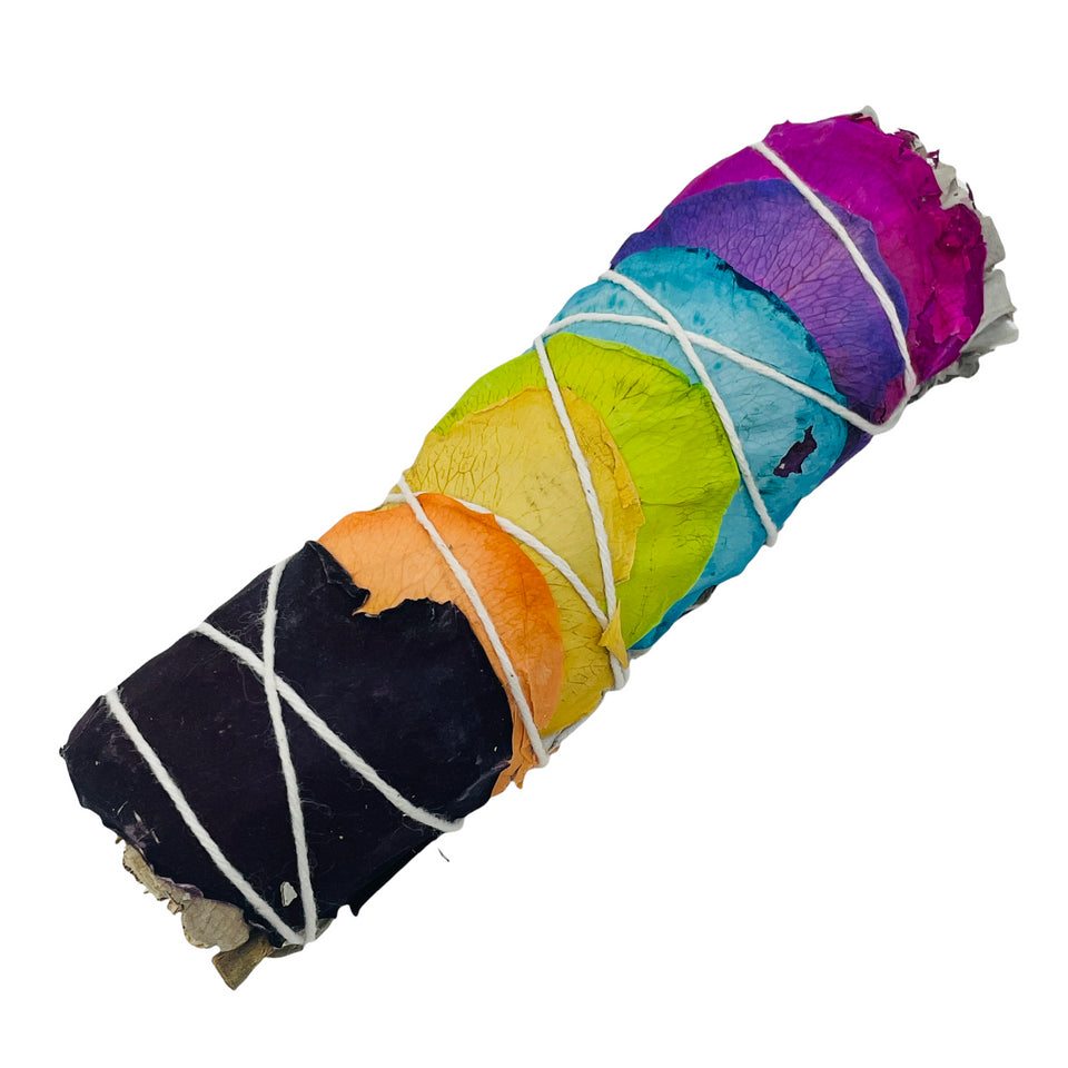 Seven Chakras White Sage / Smudge Bundle / 4" / Energy Alignment & Healing