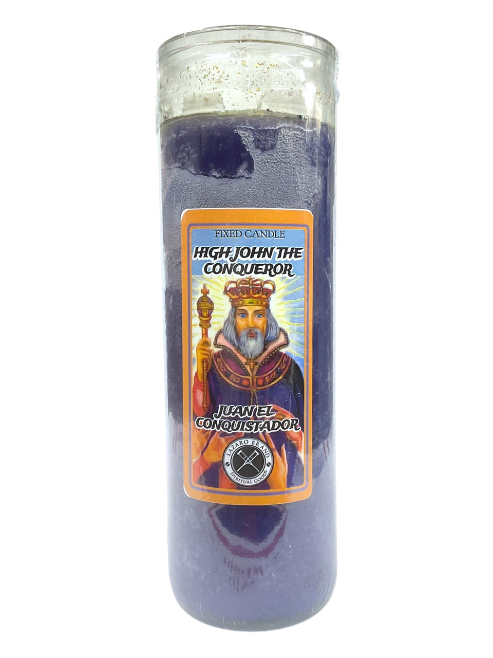 High John The Conqueror Dressed & Blessed 7 Day Candle - Symbol of Strength, Victory, and Prosperity (Purple)