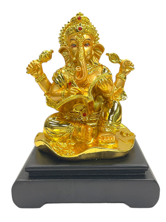 Lord Ganesh The Remover Of Obstacles On Black Pedestal 7" Statue